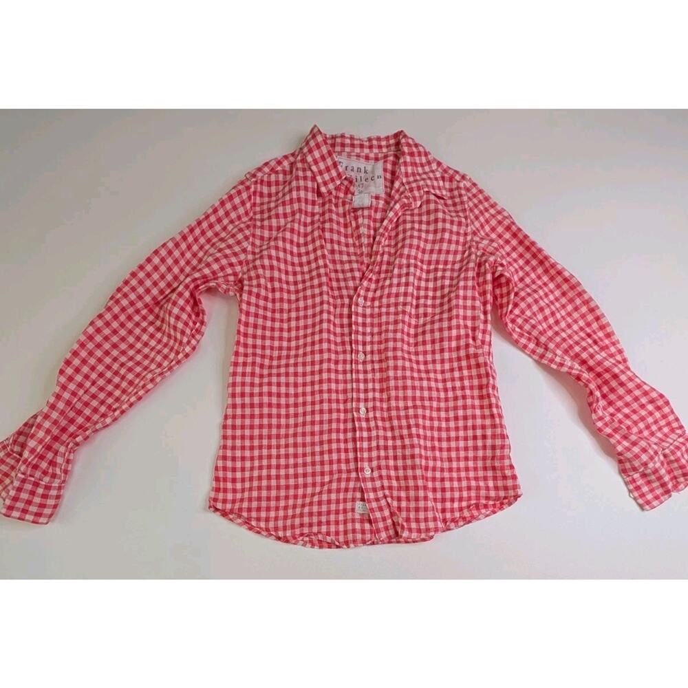 Frank & Eileen Linen Gingham Check Button Down Shirt Size Medium